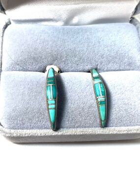 Sterling Zuni Half Hoop Earrings